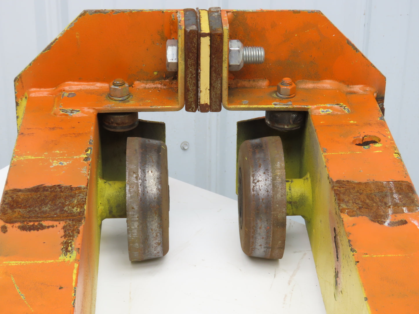 Underhung Bridge Crane Push End Truck 3-1/4"-5" Beam Flange 48"L 5"Steel Wheels