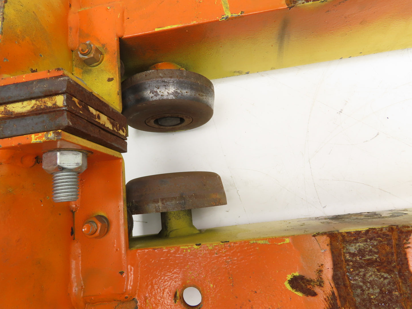 Underhung Bridge Crane Push End Truck 3-1/4"-5" Beam Flange 48"L 5"Steel Wheels