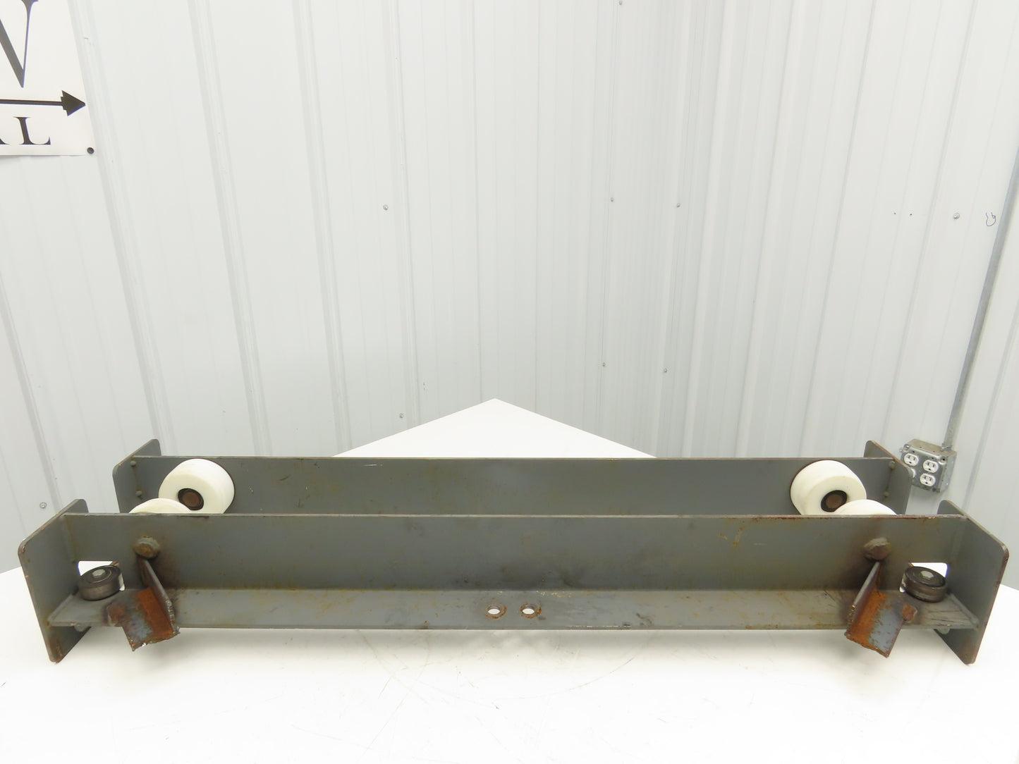 Underhung Bridge Crane End Truck 3-1/4"-7" Beam Flange 49"Length 4" Poly Wheels