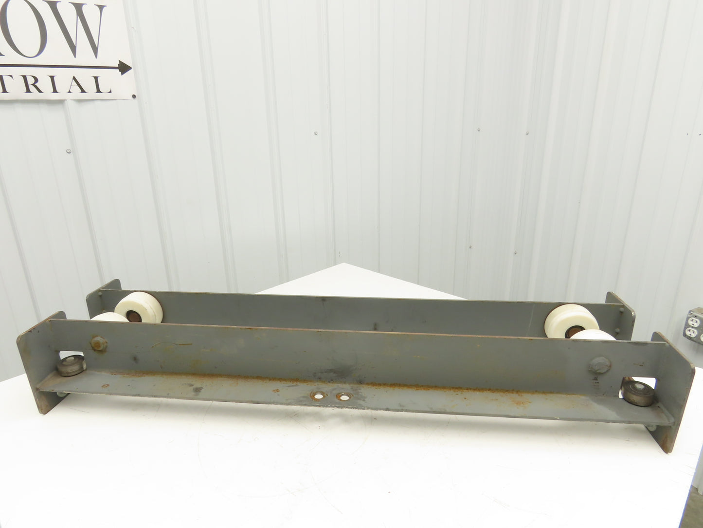 Underhung Bridge Crane End Truck 3-1/4"-7" Beam Flange 49"Length 4" Poly Wheels