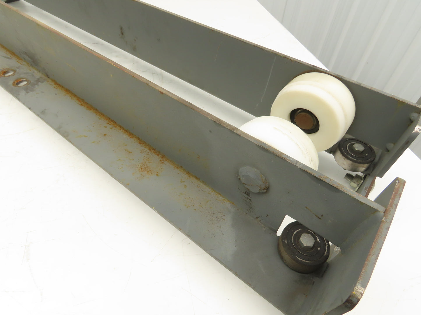 Underhung Bridge Crane End Truck 3-1/4"-7" Beam Flange 49"Length 4" Poly Wheels