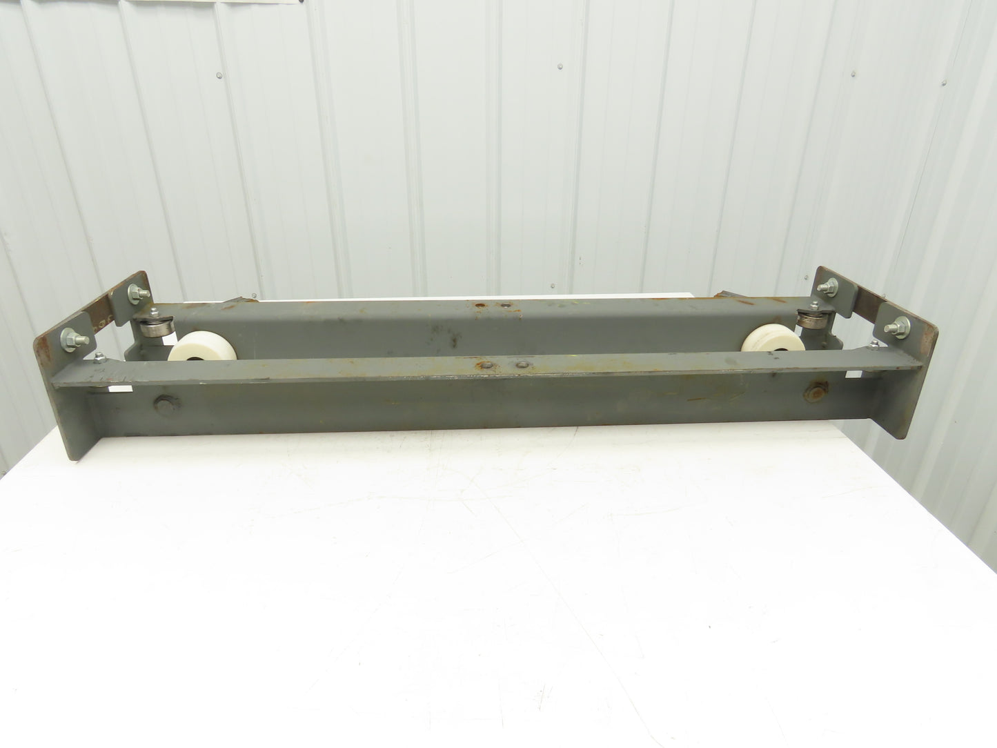 Underhung Bridge Crane End Truck 3-1/4"-7" Beam Flange 49"Length 4" Poly Wheels