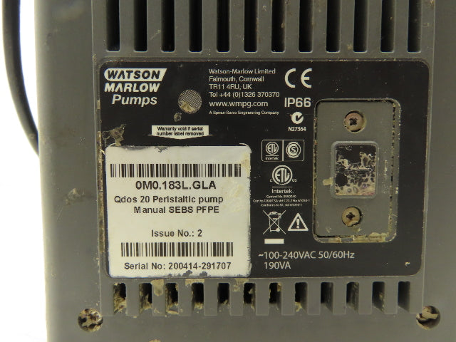 Watson Marlow 0M0.183L.GLA Qdos 20 Peristaltic Metering Pump Controller Motor