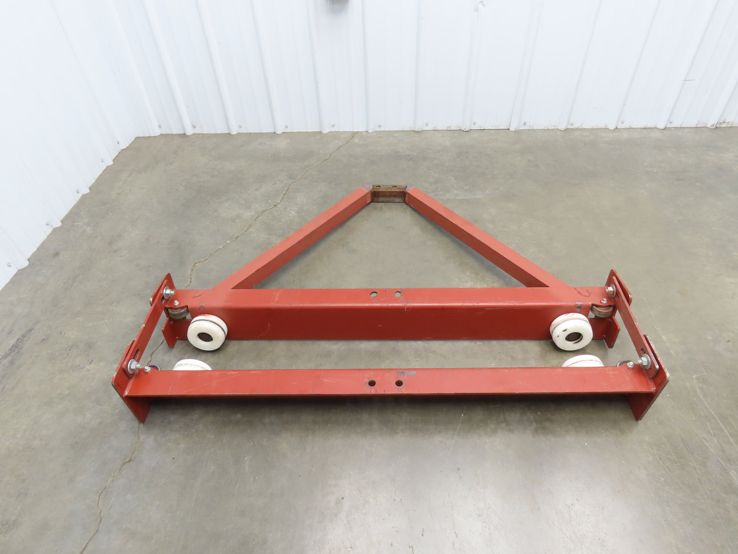 Underhung Bridge Crane Push End Truck 3.25"-7" Beam Flange 48"L 4" Poly Wheels