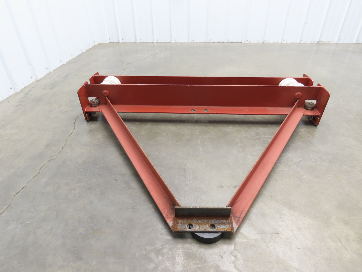 Underhung Bridge Crane Push End Truck 3.25"-7" Beam Flange 48"L 4" Poly Wheels