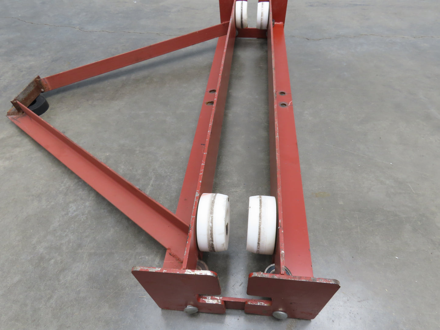 Underhung Bridge Crane Push End Truck 3.25"-7" Beam Flange 48"L 4" Poly Wheels