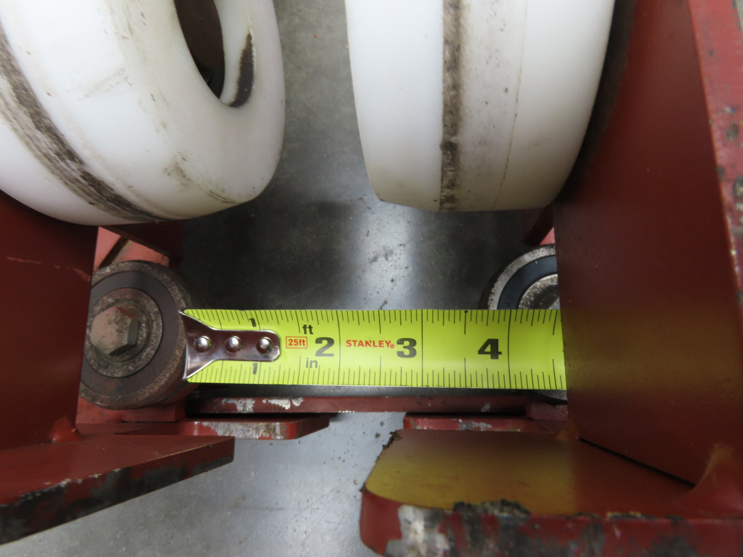 Underhung Bridge Crane Push End Truck 3.25"-7" Beam Flange 48"L 4" Poly Wheels