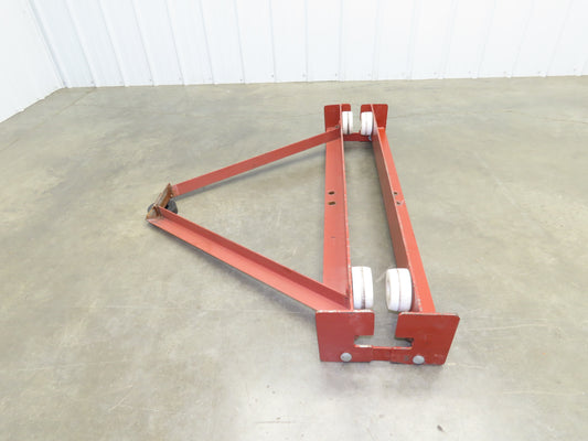 Underhung Bridge Crane Push End Truck 3.25"-7" Beam Flange 48"L 4" Poly Wheels