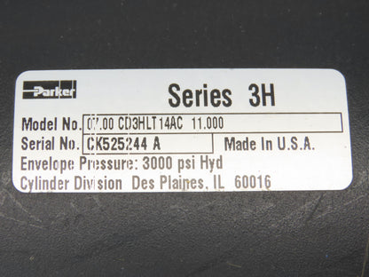 Parker D3HLT14AC 3H Hydraulic Cylinder 7" Bore 11" Stroke 3000 PSI Trunnion Mt