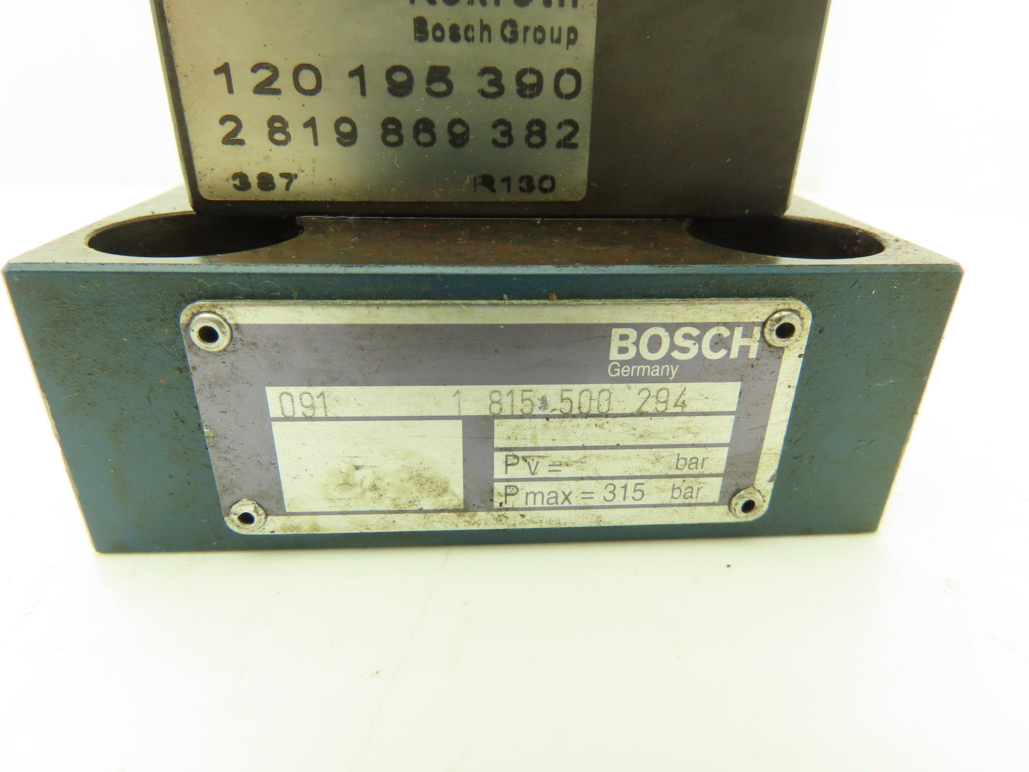 Rexroth 1815500294 Hydraulic Valve Block Max Pres 315 Bar Pressure Relief Valve