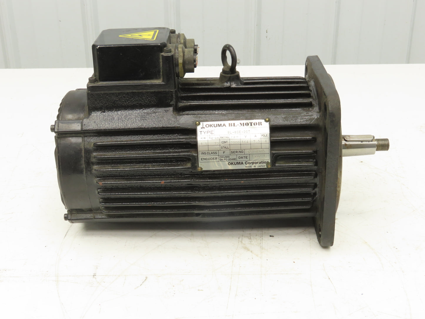 Okuma BL-80E-20T AC Servo Motor 1.5 Kw 2000 Rpm 164VAC W/ Encoder ER-FC-2048D