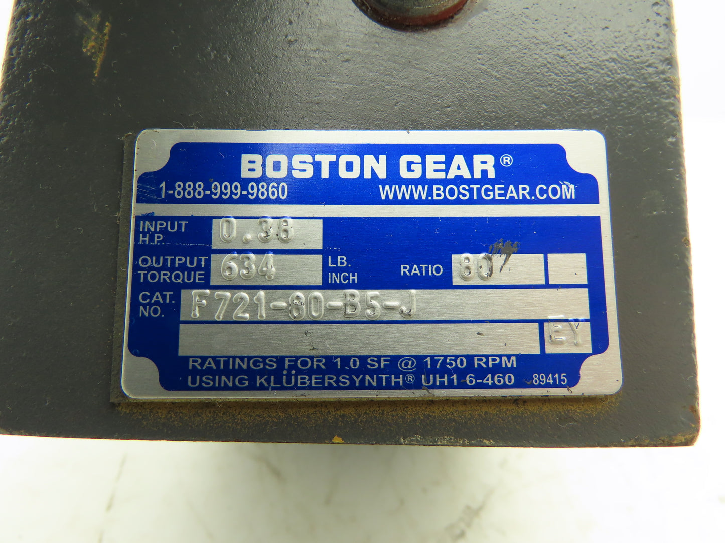 Boston Gear F721-80-B5-J Worm Gearbox 80:1 Reducer .38Hp 22rpm RH 56C Face
