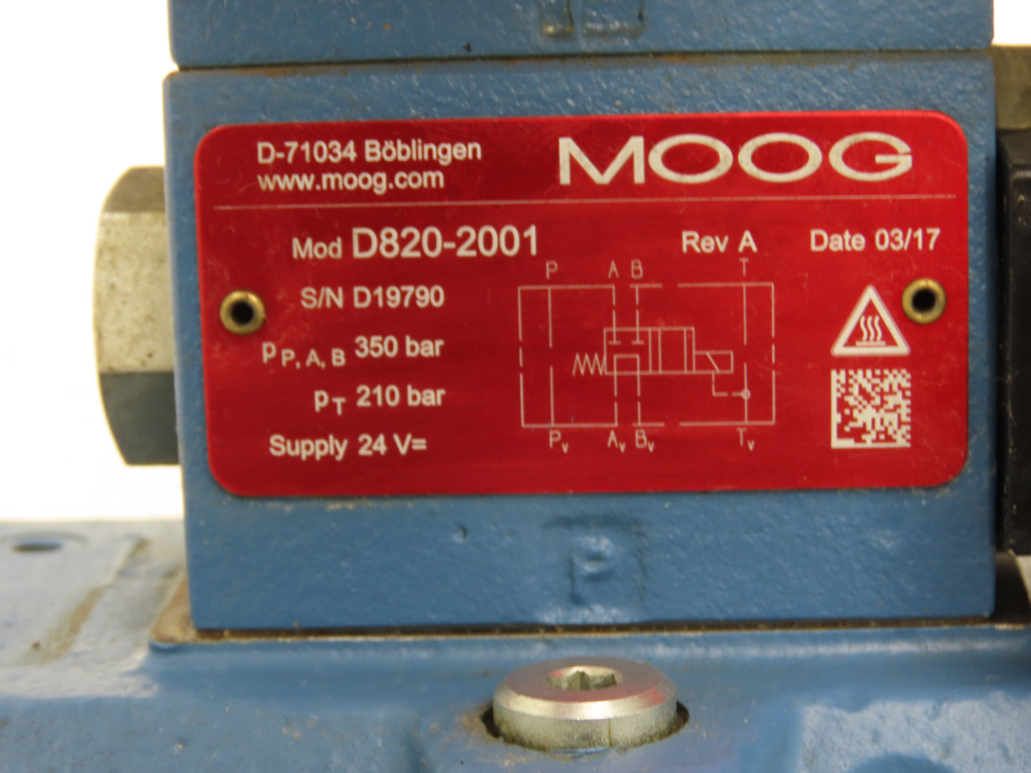 Moog D684Z4315G Hydraulic EFB Servo Proportional Pilot Control Valve Assembly