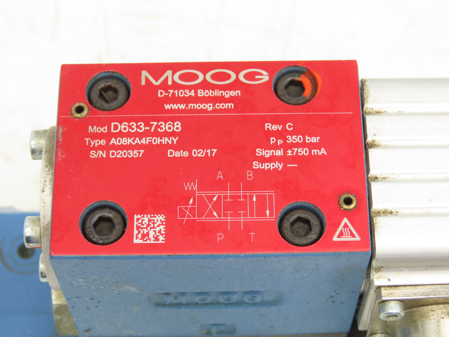 Moog D684Z4315G Hydraulic EFB Servo Proportional Pilot Control Valve Assembly