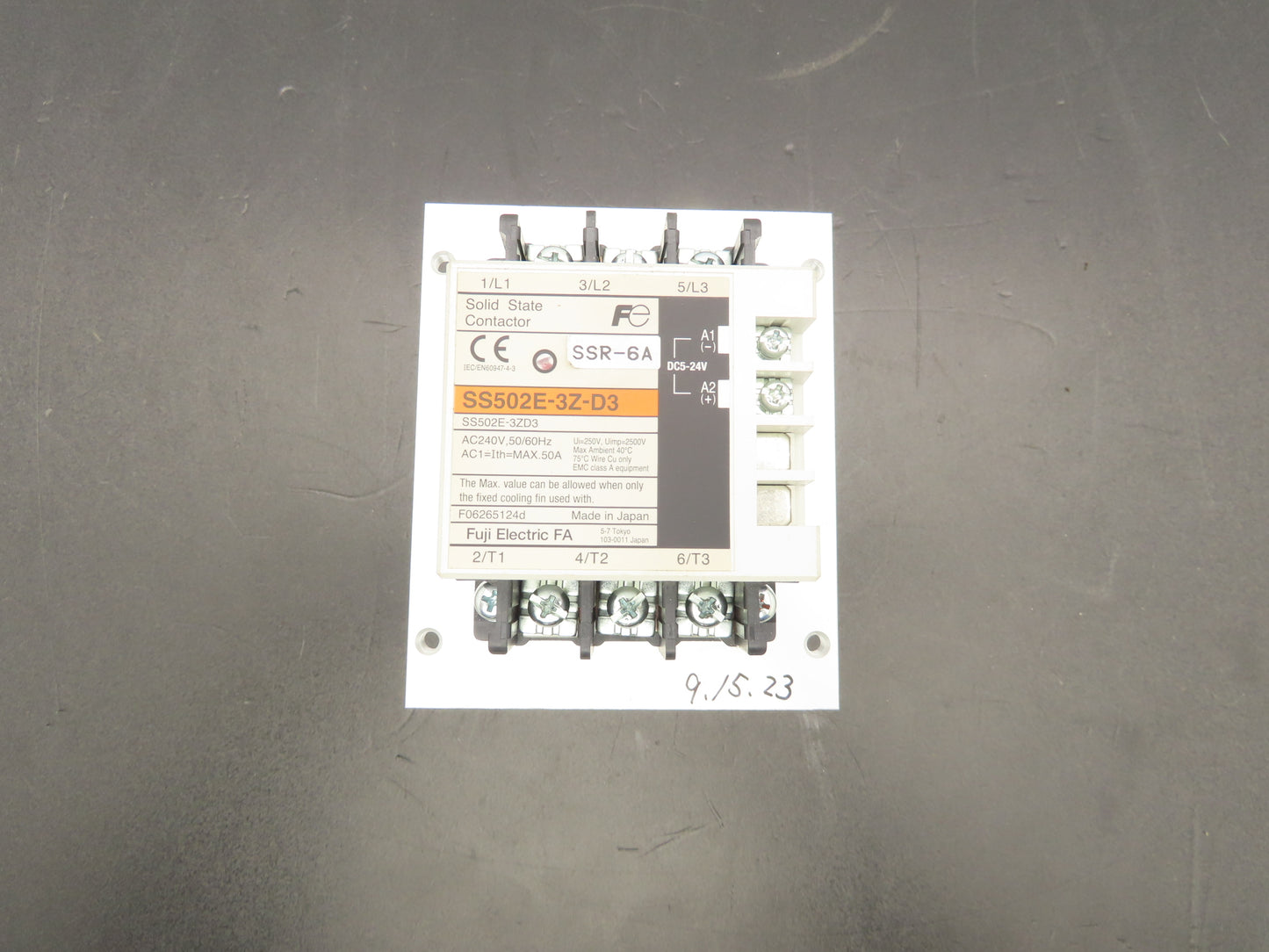 Fuji Electric SS502E-3Z-D3 Solid State Contactor Relay 240vac 50/60Hz .5A
