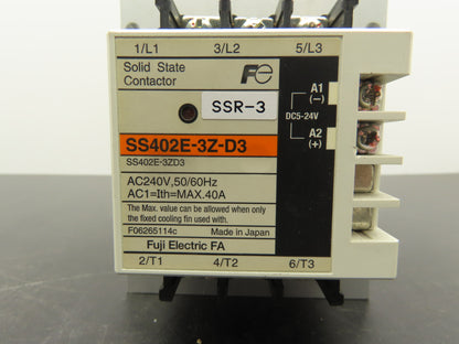 Fuji Electric SS402E-3Z-D3 Solid State Contactor Relay 240vac 50/60Hz .4A