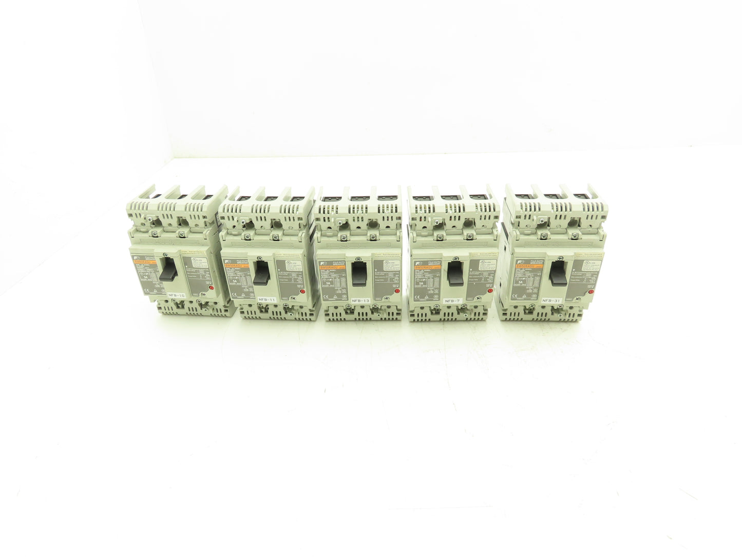 Fuji Electric BW50RAGU-3P005 3-Pole Auto Circuit Breaker 5A 500V 3Ph Lot of 5