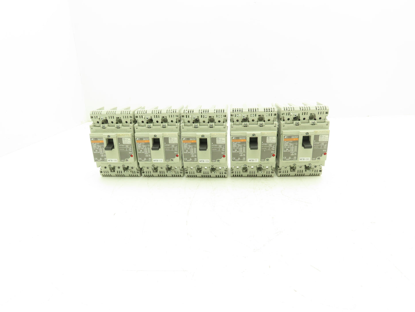 Fuji Electric BW50RAGU-3P005 3-Pole Auto Circuit Breaker 5A 500V 3Ph Lot of 5
