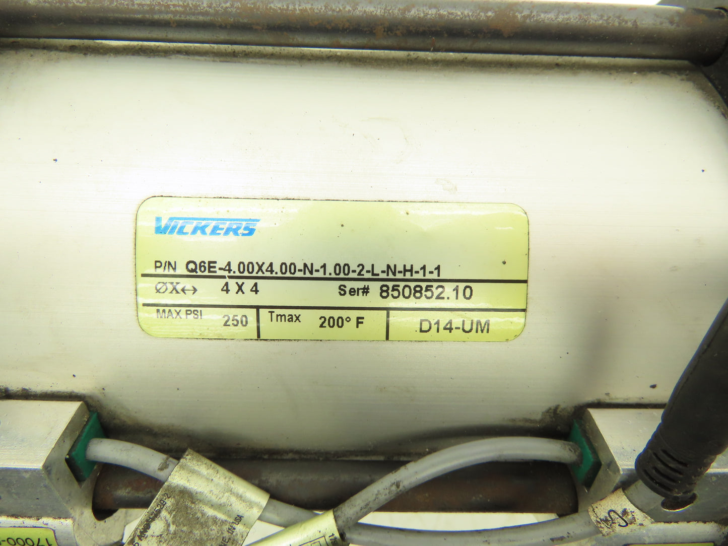 Vickers Q6E-4.00X4.00-N-1.00-2-L-N-H-1-1 Pneumatic Air Cylinder 4"Bore 4"Stroke