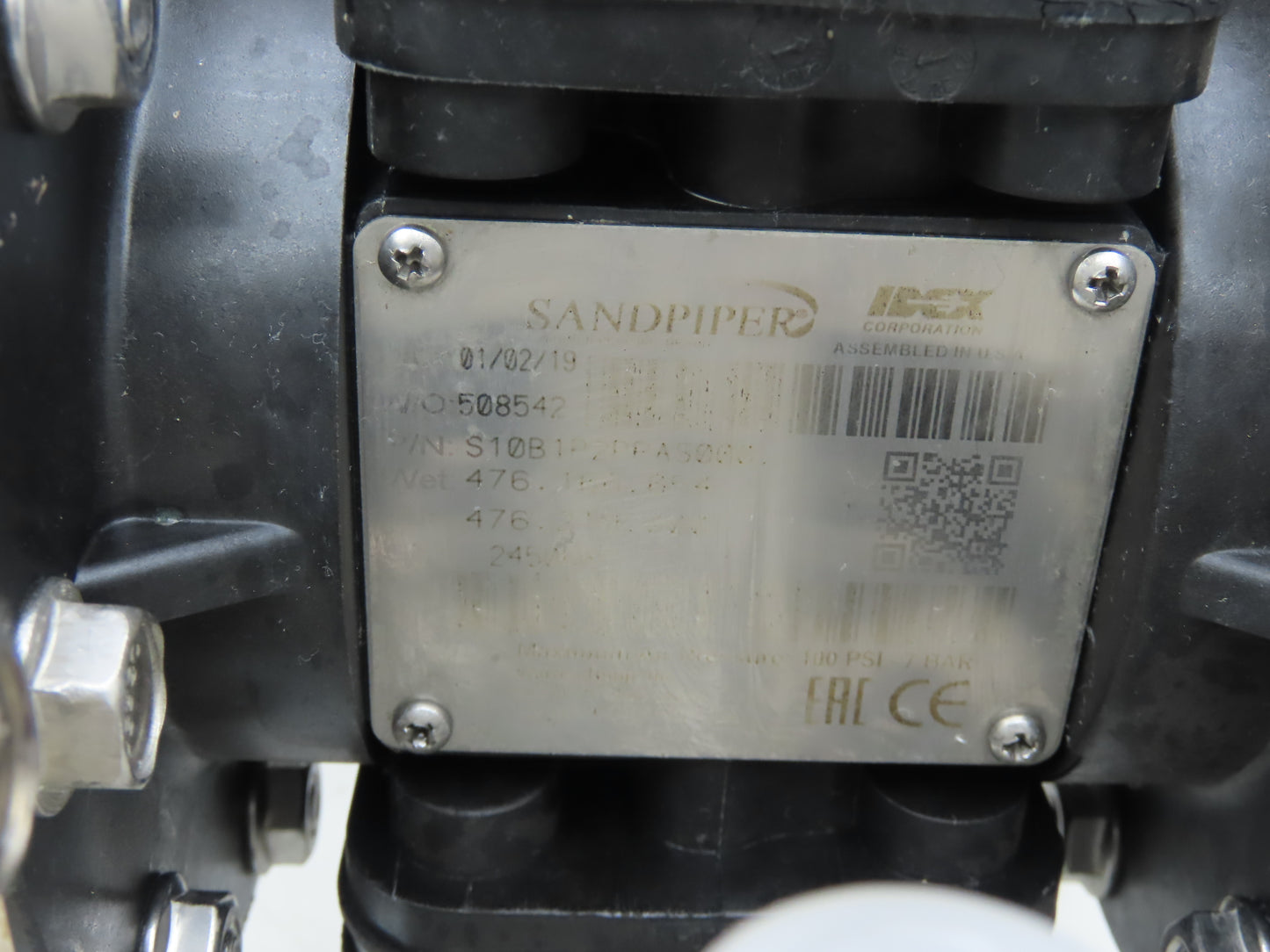 Sandpiper S10B1P2PPAS000 Pneumatic Diaphragm Air Pump 1" Non-Metallic Poly