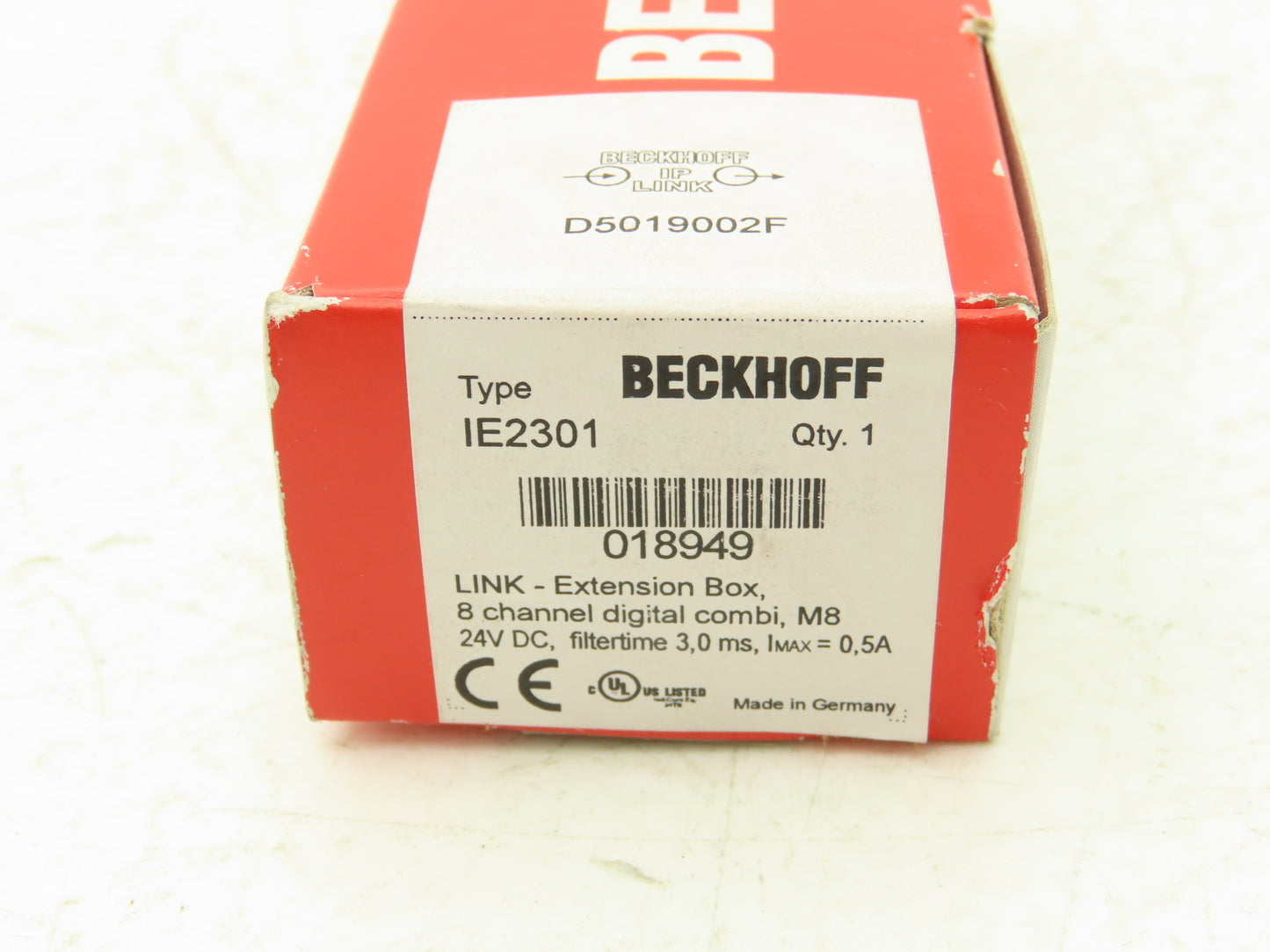 Beckhoff IE2301-0000 Extension Box 8-Channel 4-Input 4-Output 24VDC M8