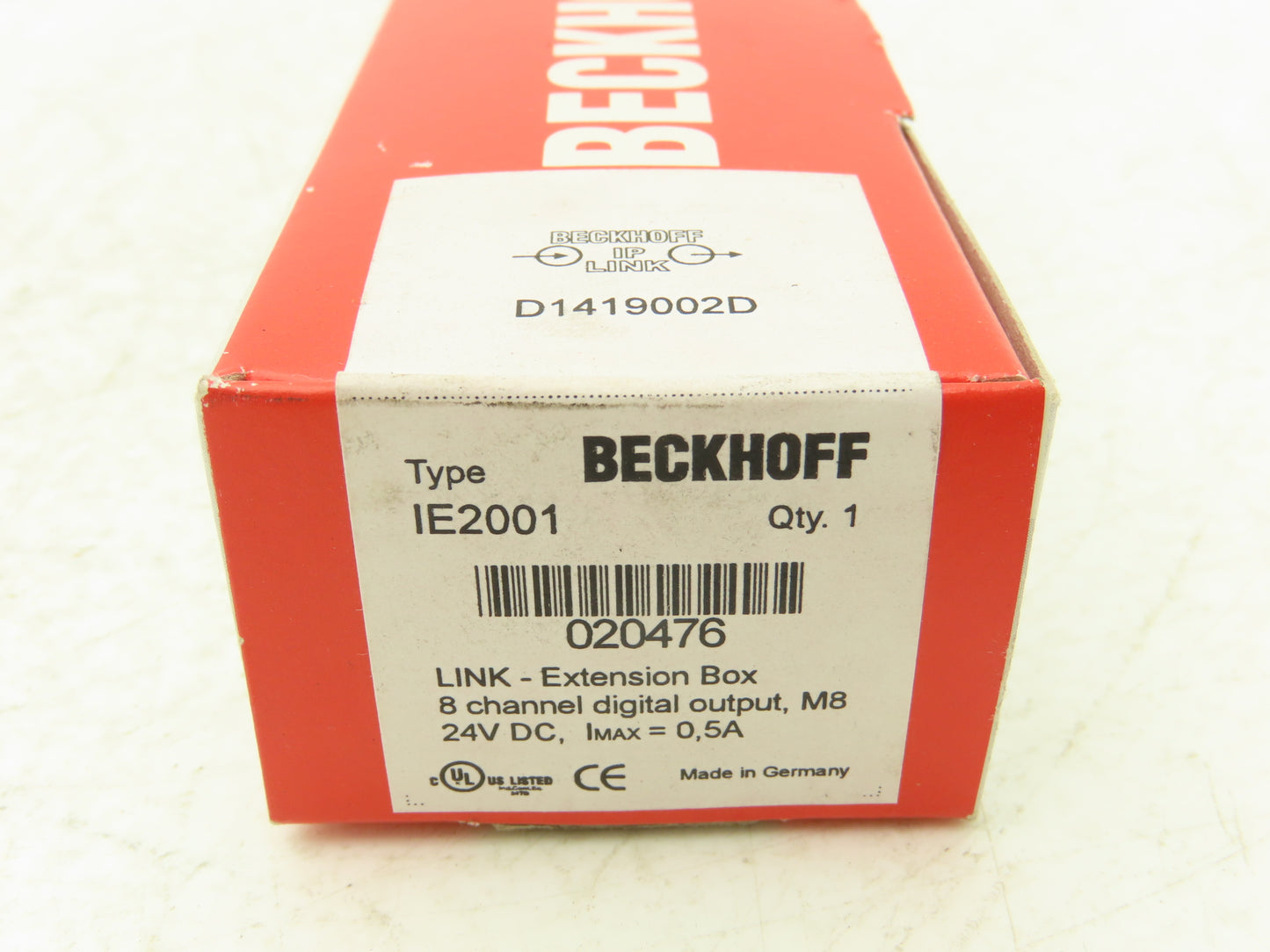 Beckhoff IE2001-0000 Extension Box 8-Channel Digital Output 24VDC 0.5A M8