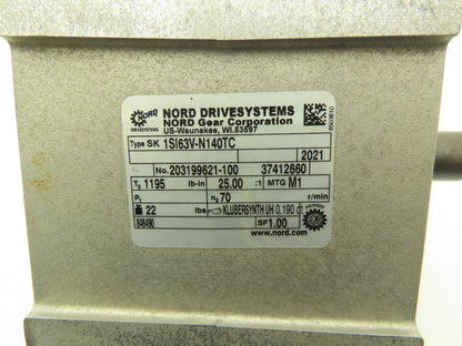 Nord SK 1SI63V-N140TC Flexbloc Gearbox 25:1 Reducer 1-7/16" Hollow Shaft 140TC