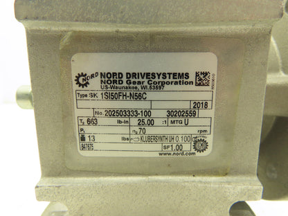 Nord SK 1SI50FH-N56C Flexbloc Gearbox 25:1 Reducer 1-1/8" Hollow Shaft 56C