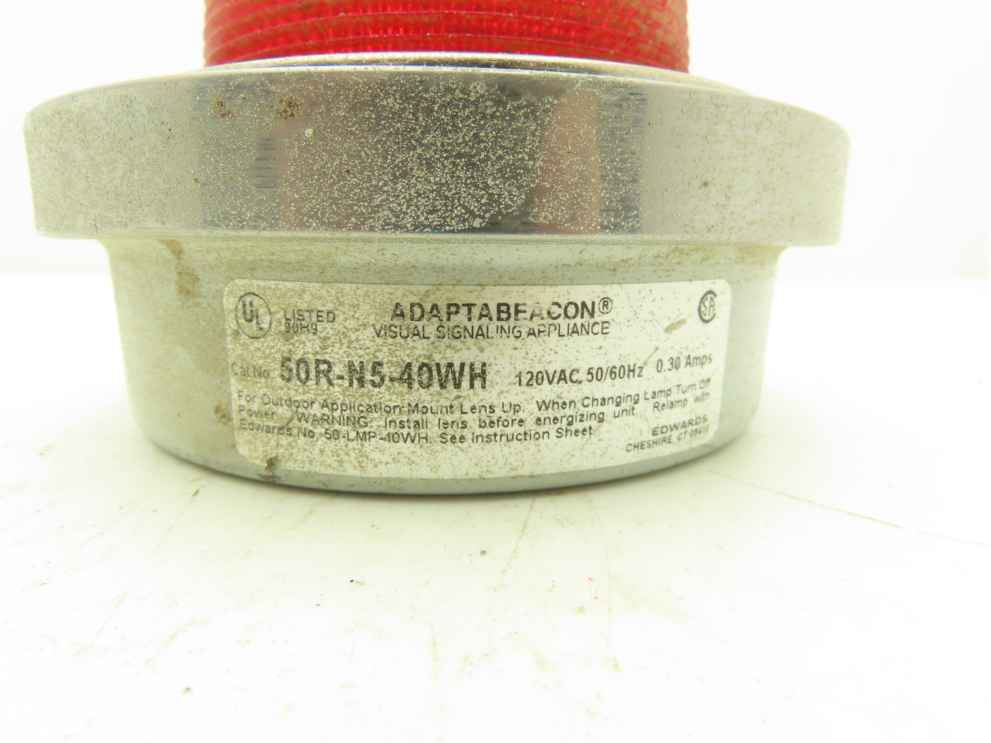 Edwards 50R-N5-40WH Adaptabeacon Red Signaling Warning Light Base 6" 120VAC