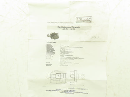 Bio-Tech 150175 Flow Meter Sensor 24VDC R3/4" 50L/min