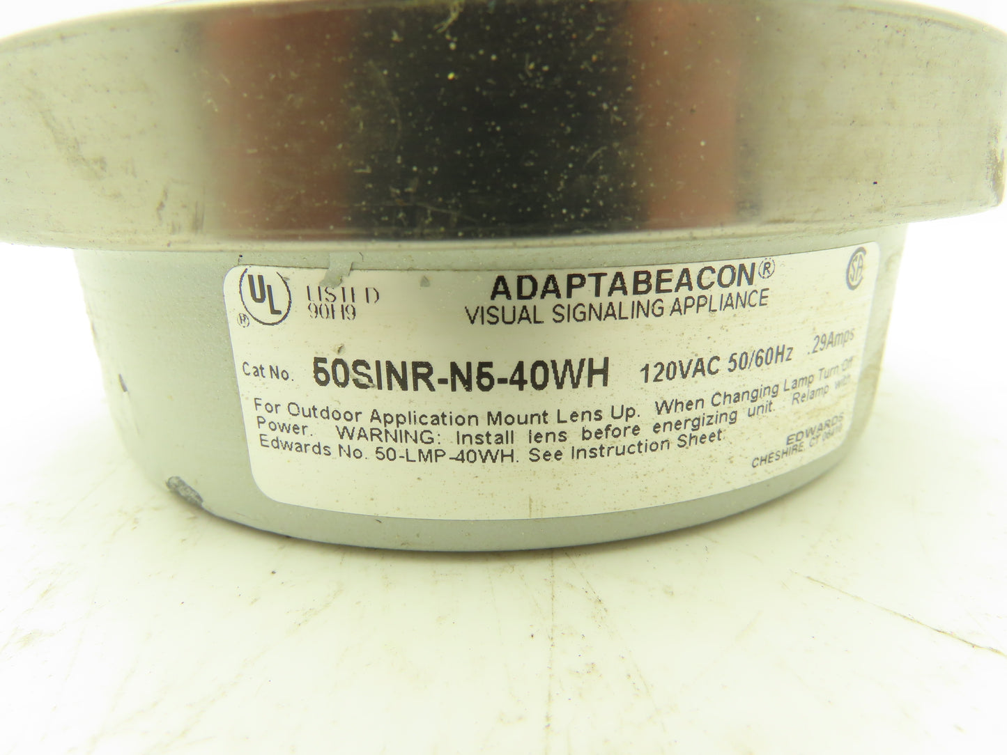 Edwards 50SINR-N5-40WH Adaptabeacon Red Signaling Warning Light Base 6" 120VAC