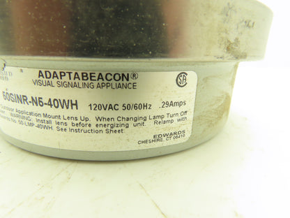 Edwards 50SINR-N5-40WH Adaptabeacon Red Signaling Warning Light Base 6" 120VAC