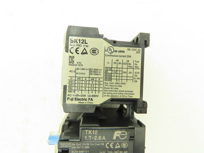 Fuji SK12L Motor Starter Contactor 5.5kW 600V TK12W & Thermal Overload 1.7-2.6A