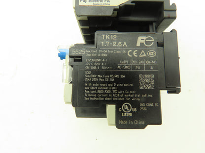 Fuji SK12L Motor Starter Contactor 5.5kW 600V TK12W & Thermal Overload 1.7-2.6A