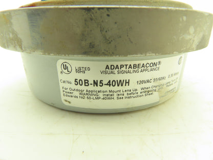 Edwards 50B-N5-40WH Adaptabeacon Blue Signaling Warning Light Base 6" 120VAC