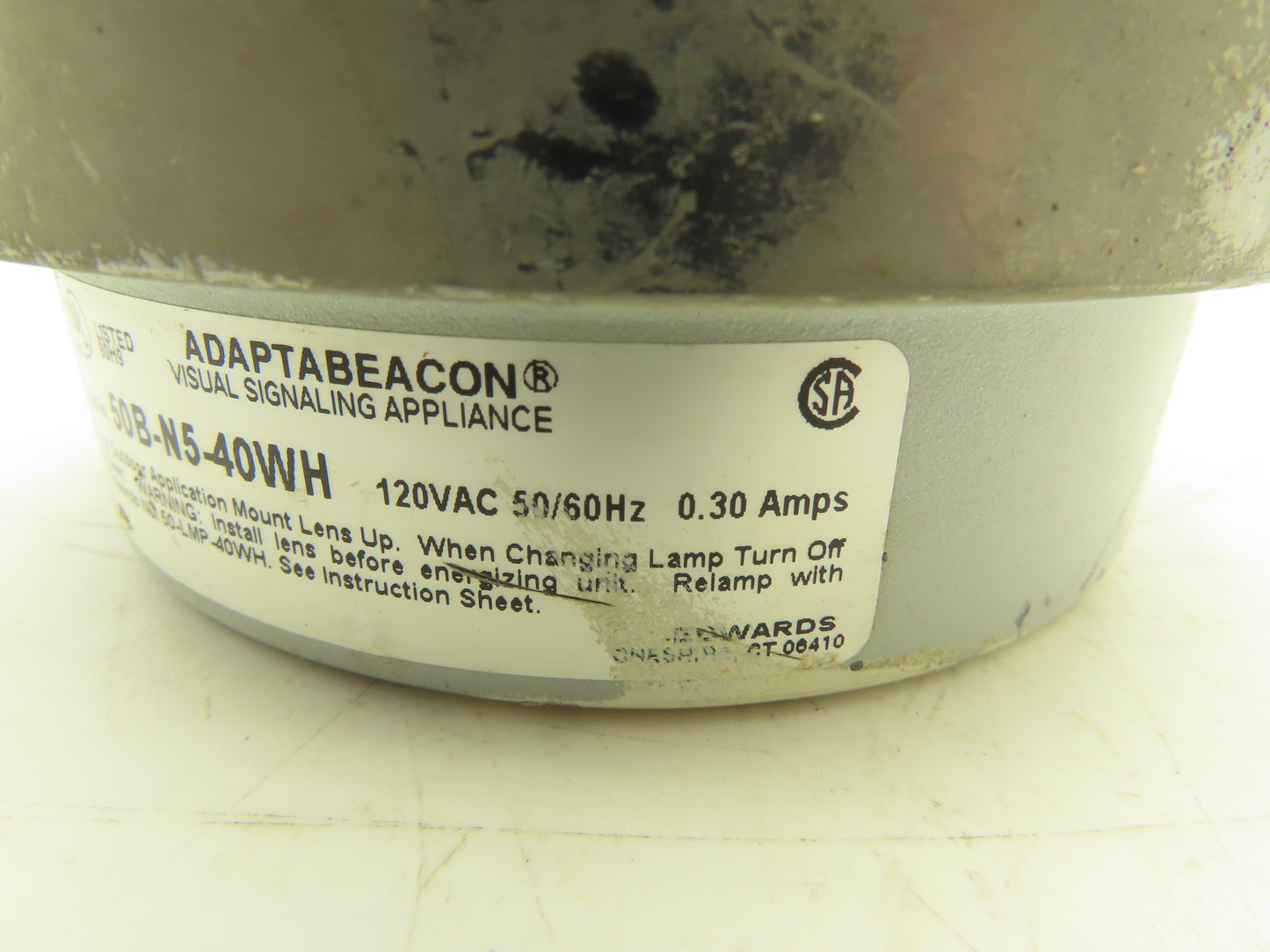 Edwards 50B-N5-40WH Adaptabeacon Blue Signaling Warning Light Base 6" 120VAC