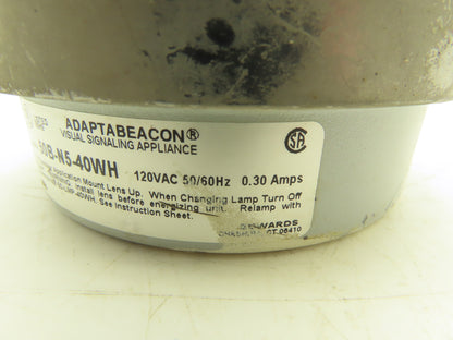 Edwards 50B-N5-40WH Adaptabeacon Blue Signaling Warning Light Base 6" 120VAC
