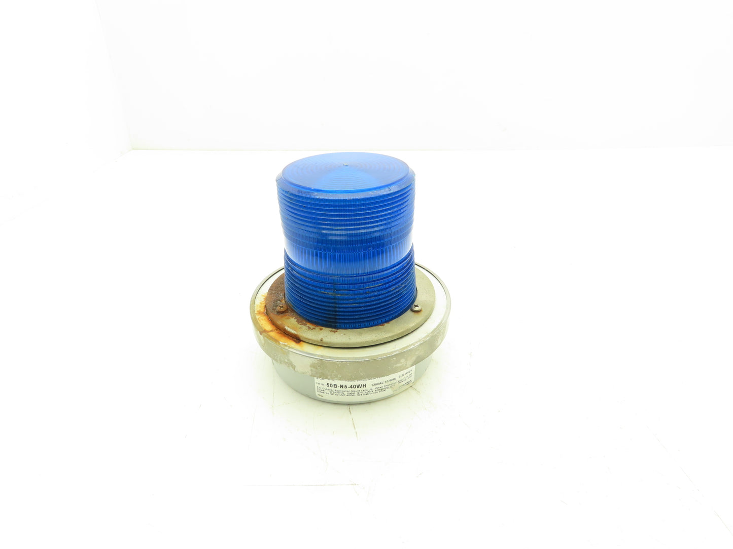 Edwards 50B-N5-40WH Adaptabeacon Blue Signaling Warning Light Base 6" 120VAC