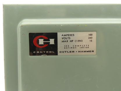 Cutler Hammer DG223N  Fusible Safety Disconnect Switch 100A 120/240VAC 2 Pole