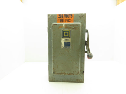 Square D H363 Fusible Safety Disconnect Switch 100A 480/600 VAC Ser D2