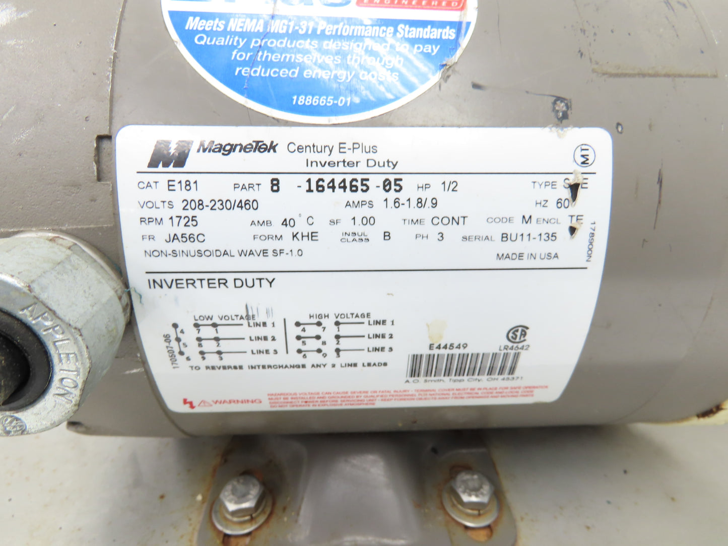 Moyno B4015BSSQ3SAA Sanitary Metering Pump Progressive Cavity .5Hp 3PH 300psi