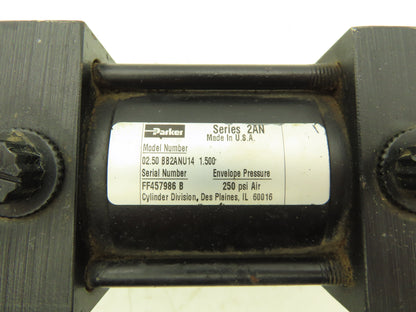 Parker BB2ANU14 Pneumatic Air Cylinder 2.5" Bore 1.5" Stroke Rear Clevis