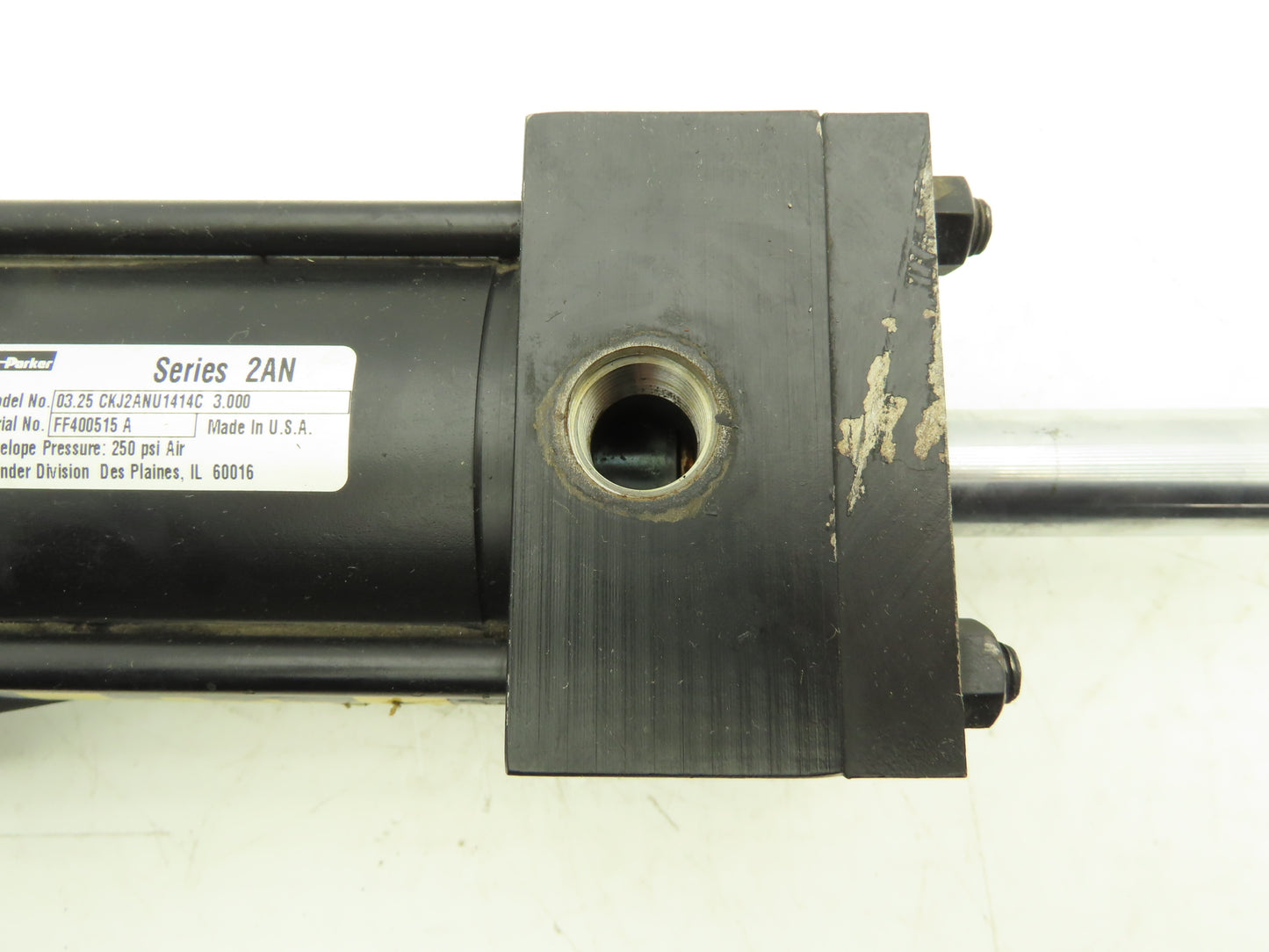Parker Double Rod Pneumatic Air Cylinder 3.25" Bore 3" Stroke 16" Rod 250psi