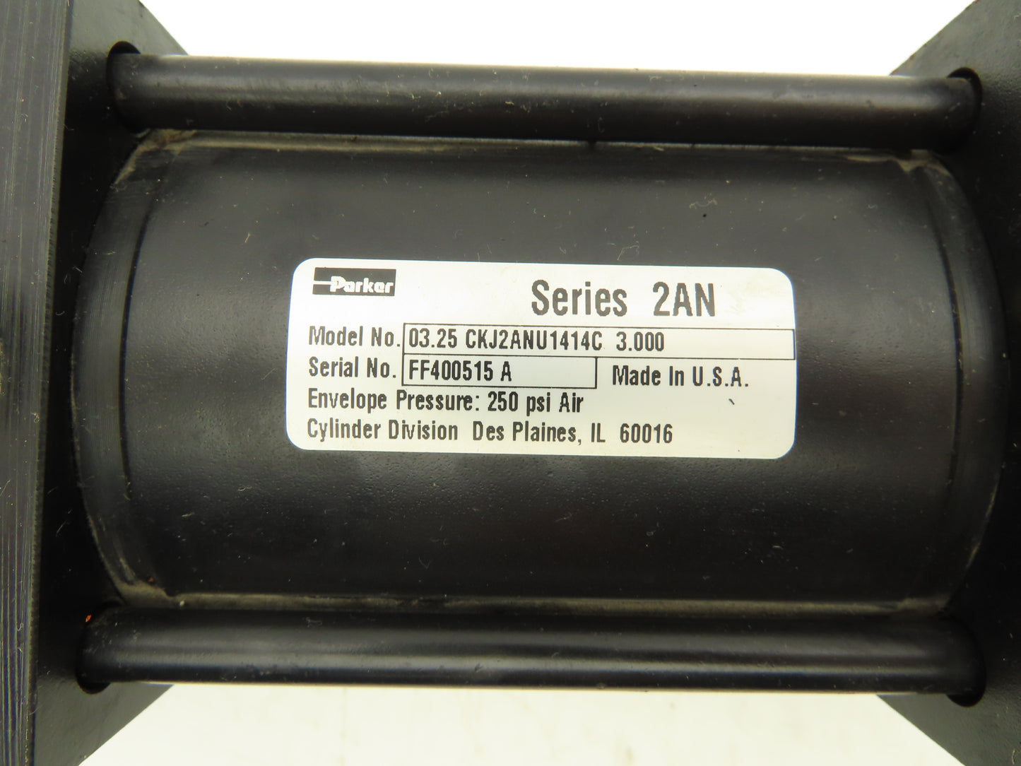 Parker Double Rod Pneumatic Air Cylinder 3.25" Bore 3" Stroke 16" Rod 250psi