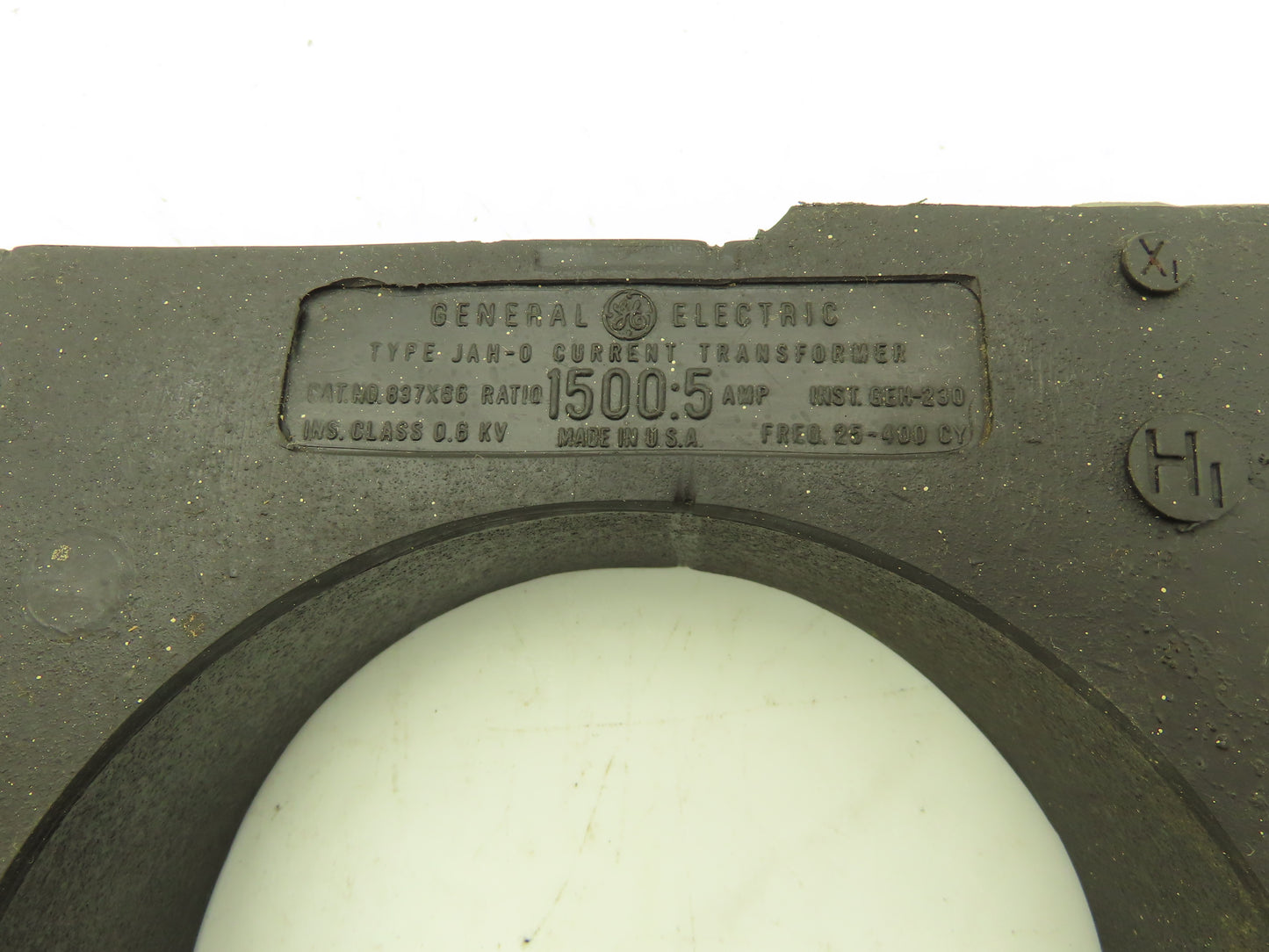 General Electric 837X66 JAH-0 Current Transformer Ratio 1500:5 Amp 25-400Hz .6KV