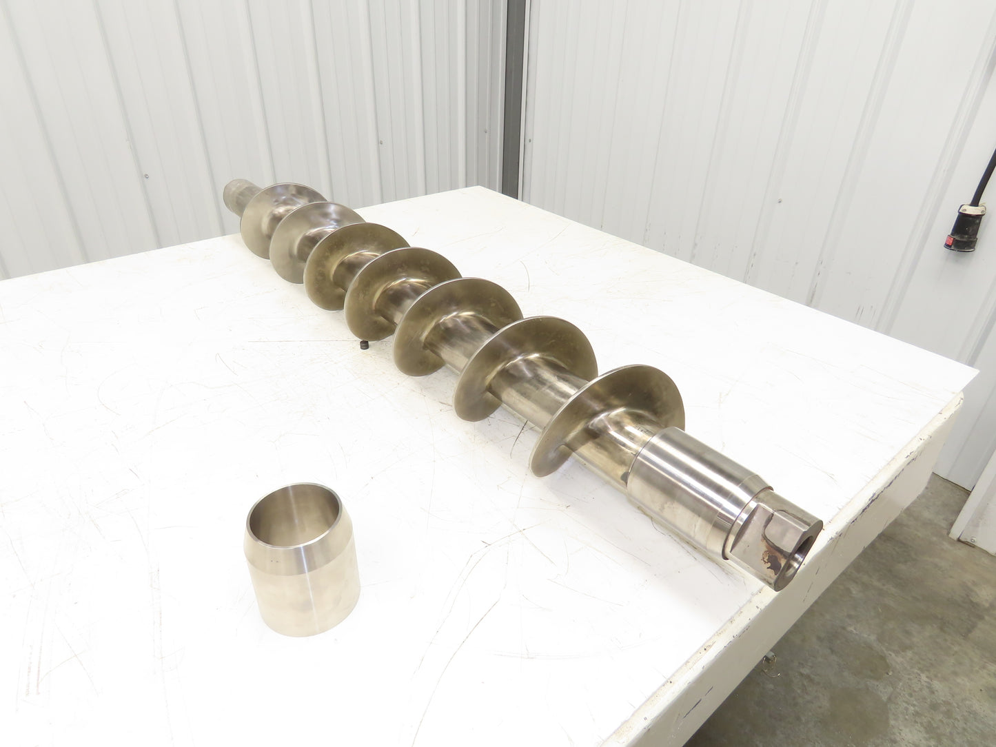 Stainless Steel Screw Feed Auger Food Grade 6-9/16" OD 50-1/2"L Custom