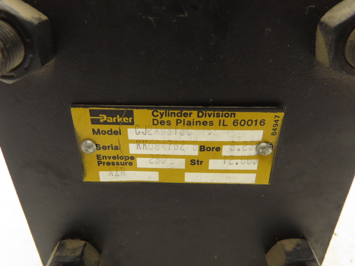 Parker CJ2AUS13C Pneumatic Air Cylinder 3-1/4" Bore 12" Stroke 250PSI
