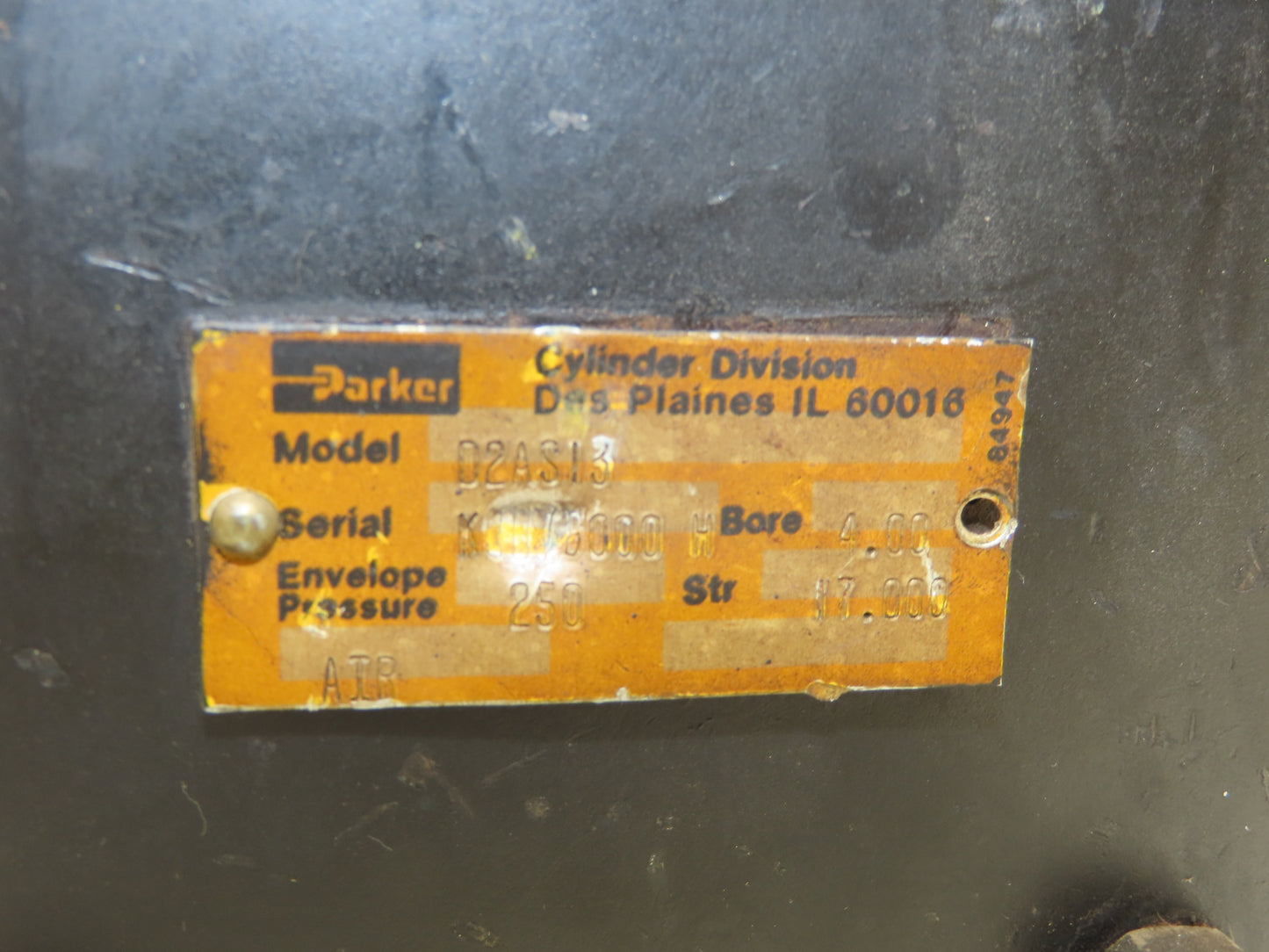 Parker D2AS13 Pneumatic Air Cylinder 4" Bore 17" Stroke 250PSI with Cylindicator