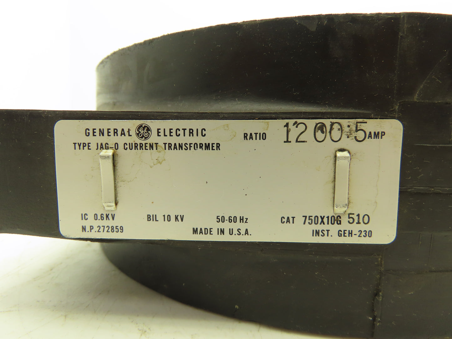 General Electric 750X10G 510 JAG-0 Current Transformer 1200:5A Ratio .6KV