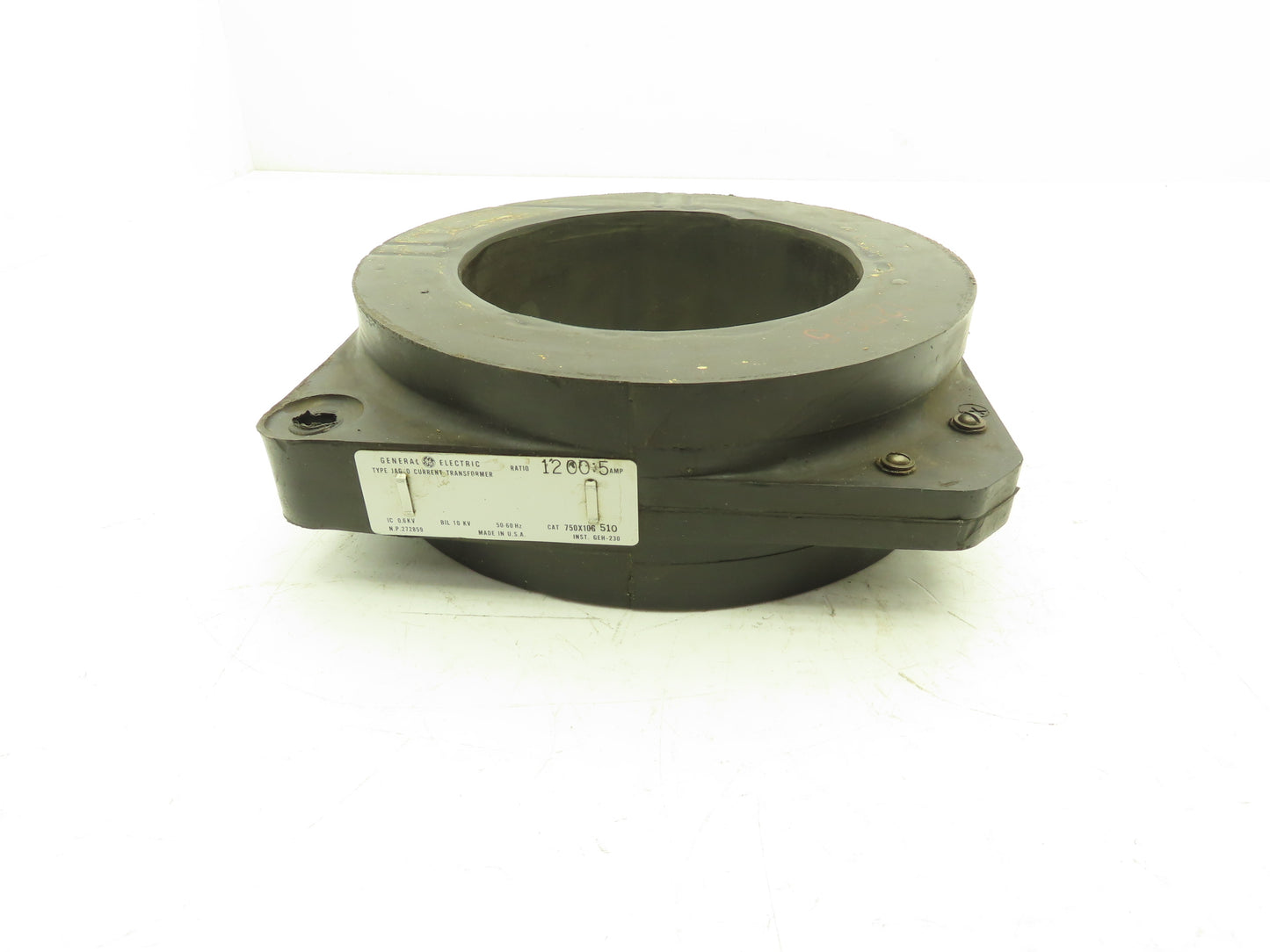 General Electric 750X10G 510 JAG-0 Current Transformer 1200:5A Ratio .6KV